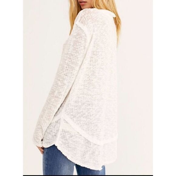 Free People Ocean Air Hacci Long Sleeves White Size Medium - Picture 2 of 12